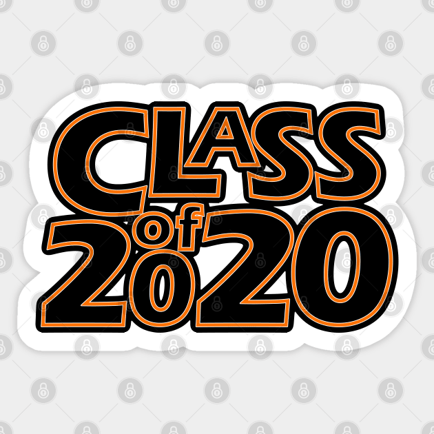 Grad Class of 2020 Classic Black and Light Orange Sticker by gkillerb